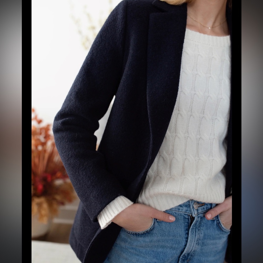 Pendleton 80s 90s vtg Black Single-Button Boiled Wool Blazer Petite 14 10 jacket